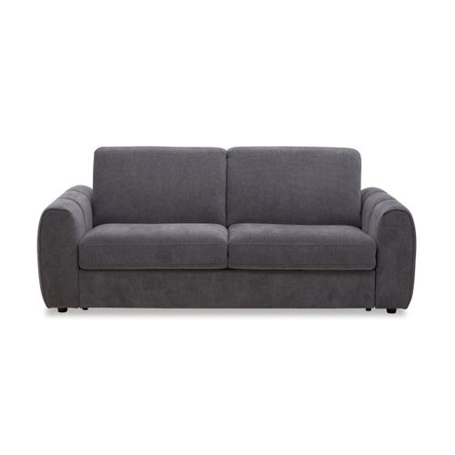 Canapé convertible express 3 places LEO tissu gris anthracite matelas 12 cm vue de face