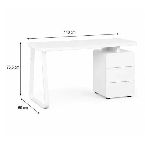 Bureau avec 3 tiroirs TINO Blanc