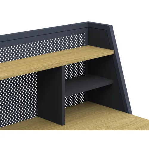 Bureau droit avec étagères OGEDON imitation chêne et noir vue détaillée