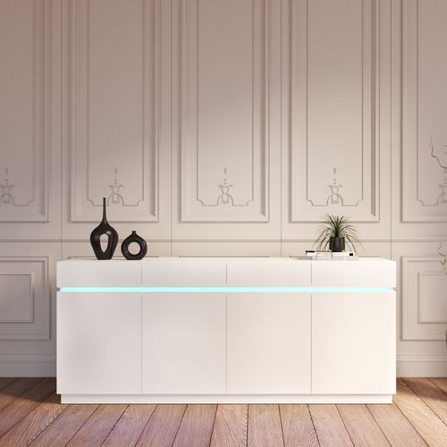 Buffet LED 4 portes L.200 LUDIVINE blanc brillant