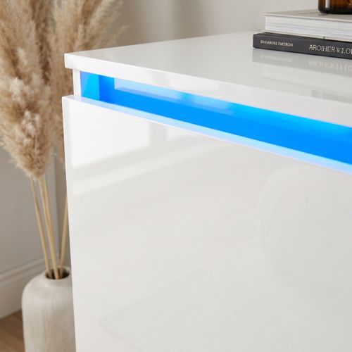 Buffet LED 4 portes L.200 LUDIVINE blanc brillant