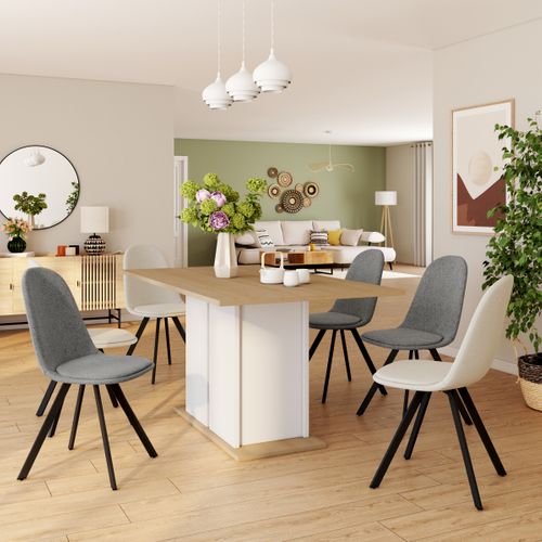 Lot de 4 chaises pivotantes ROSE tissu beige