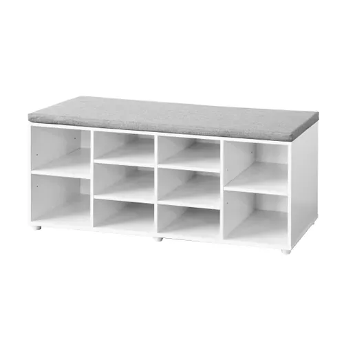 Banc à chaussures L. 104 cm LEO Blanc vue de profil