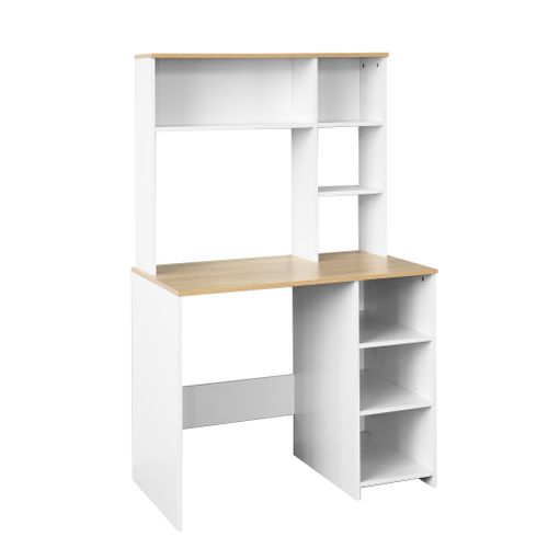 Bureau avec rangements RACHEL imitation chêne et blanc