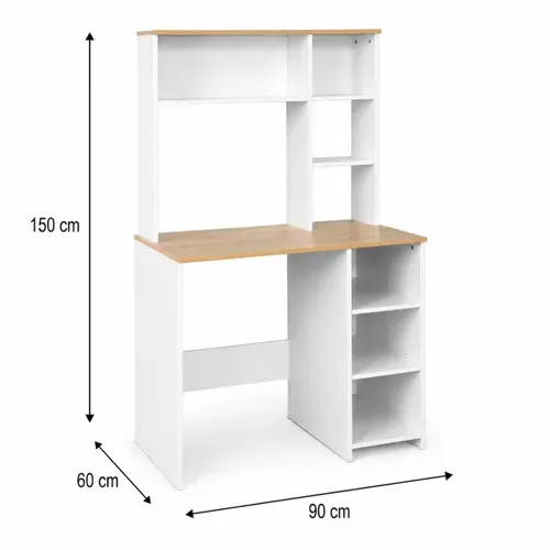 Bureau avec rangements RACHEL imitation chêne et blanc