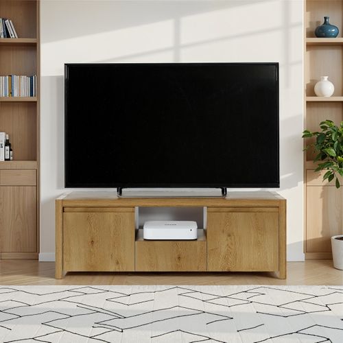 Meuble TV MAVIN Imitation chêne vue d'ambiance 1