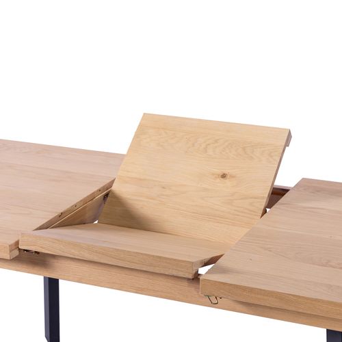 Table  extensible L.160/210 cm MADELEINE Imitation chêne / noir vue détaillée