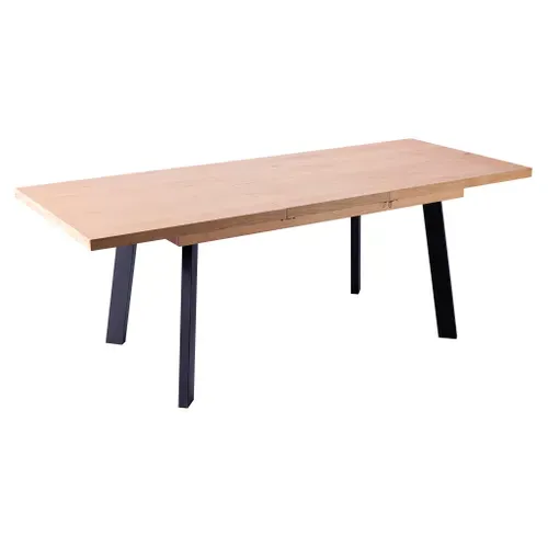 Table  extensible L.160/210 cm MADELEINE Imitation chêne / noir vue 3/4