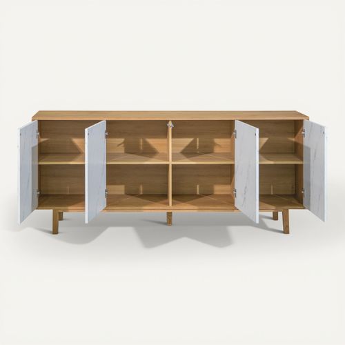 Buffet L. 200 MADO Chêne / effet marbre blanc