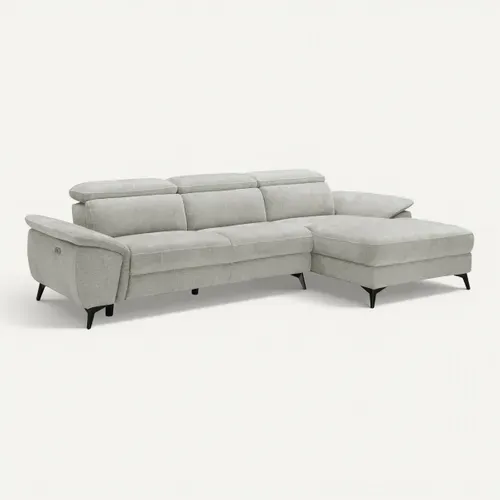 Canapé angle relax méridienn d NEWPORT III tissu grège vue 3/4