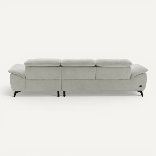 Canapé angle relax méridienn d NEWPORT III tissu grège vue de derrière
