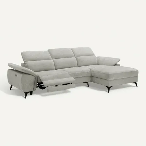 Canapé angle relax méridienn d NEWPORT III tissu grège
