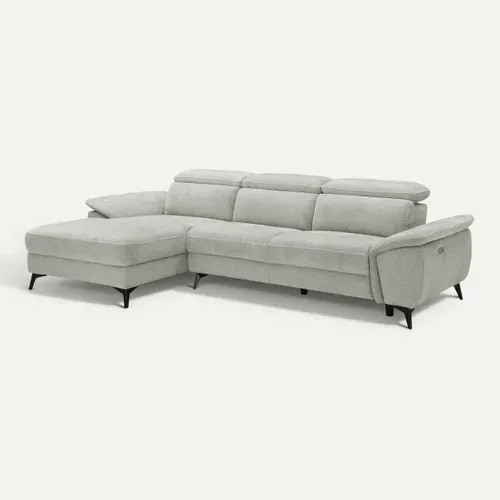 Canapé angle relax méridienn g NEWPORT III tissu grège vue 3/4