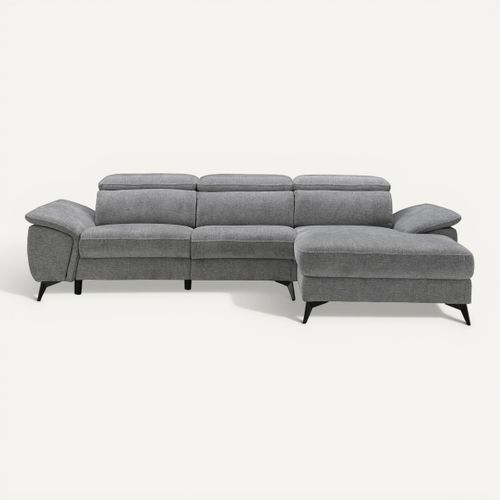 Canapé angle relax méridienn d NEWPORT III tissu gris foncé vue de face