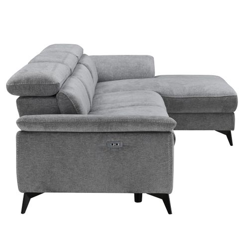 Canapé angle relax méridienn d NEWPORT III tissu gris foncé vue de profil