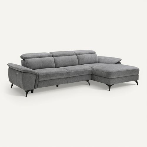Canapé angle relax méridienn d NEWPORT III tissu gris foncé vue 3/4