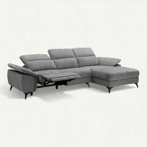 Canapé angle relax méridienn d NEWPORT III tissu gris foncé
