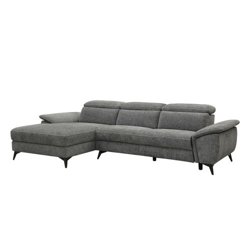 Canapé angle relax méridienn g NEWPORT III tissu gris foncé vue de profil