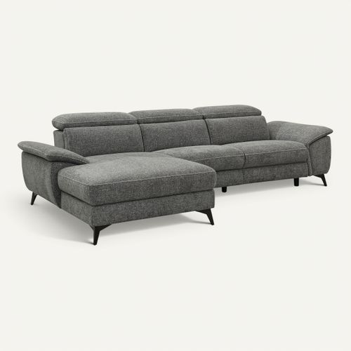 Canapé angle relax méridienn g NEWPORT III tissu gris foncé vue 3/4