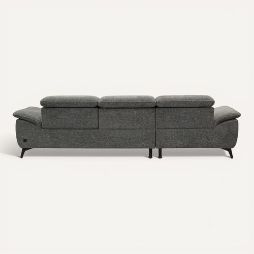 Canapé angle relax méridienn g NEWPORT III tissu gris foncé vue de derrière