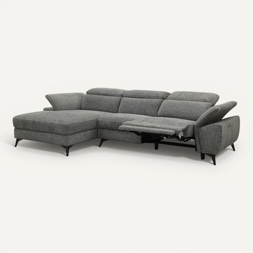 Canapé angle relax méridienn g NEWPORT III tissu gris foncé