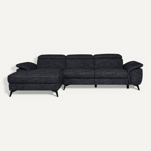 Canapé angle relax méridienn g NEWPORT III tissu noir vue de face