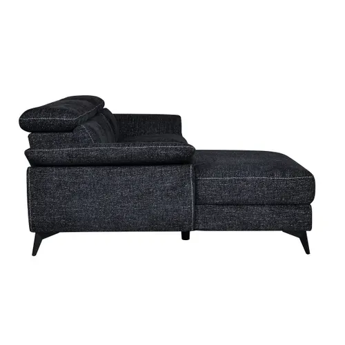 Canapé angle relax méridienn g NEWPORT III tissu noir vue de profil