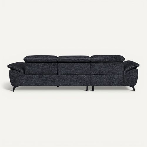 Canapé angle relax méridienn g NEWPORT III tissu noir vue de derrière