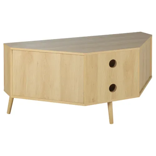 Meuble TV D'angle BEA imitation chêne vue de derrière