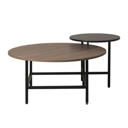 Table basse EDDY imitation noir et chêne vue de face