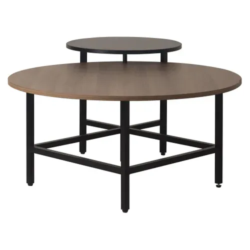 Table basse EDDY imitation noir et chêne vue 3/4