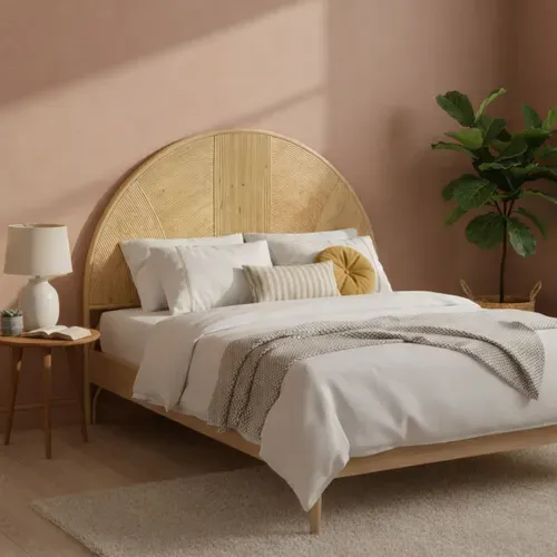 Tête de lit USMAN 2 en rotin vue d'ambiance 1