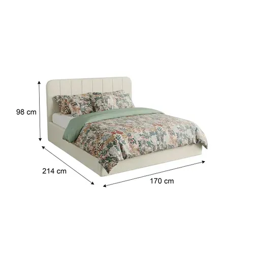 Lit coffre 160x200 cm en tissu bouclette blanc ANNA