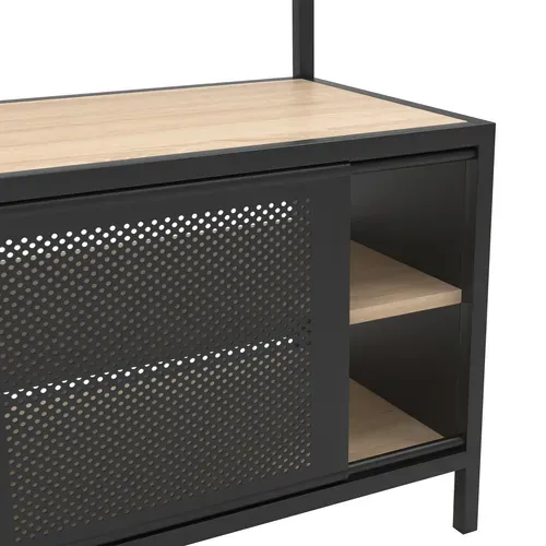 Vestiaire L.80 cm OSKAR Imitation chêne et métal noir vue accessoires