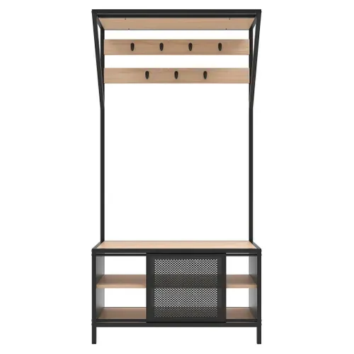 Vestiaire L.80 cm OSKAR Imitation chêne et métal noir vue de face