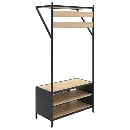 Vestiaire L.80 cm OSKAR Imitation chêne et métal noir vue de derrière