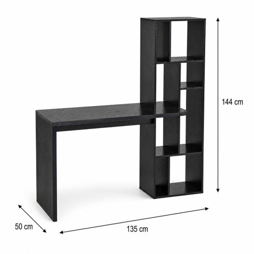 Bureau avec bibliothèque LOAN noir