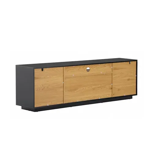 Meuble TV L.170cm CHARLINE imitation chêne et noir