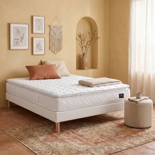 Matelas ressorts 140x190 cm avec 2 cm de mémoire de forme PERLE ép. 26 cm vue d'ambiance 1