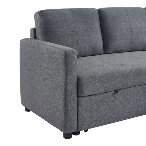 Canapé d'angle convertible méridienne réversible KIM tissu gris foncé vue accessoires