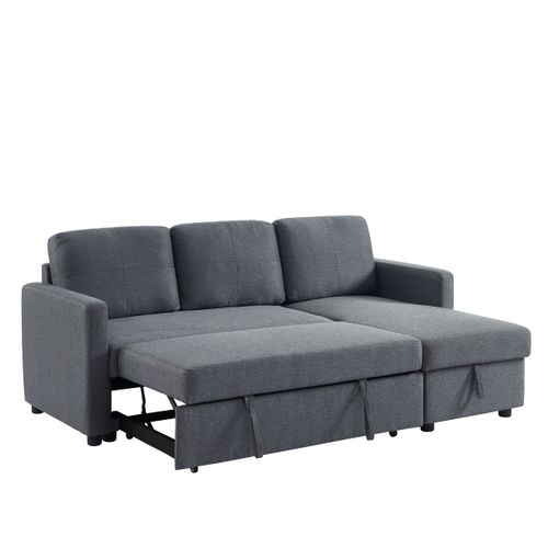 Canapé d'angle convertible méridienne réversible KIM tissu gris foncé