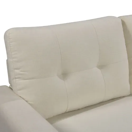 Canapé d'angle convertible méridienne réversible SYRA tissu beige vue accessoires