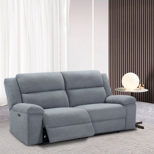 Canapé relax électrique 3 places SUNDAY tissu gris
