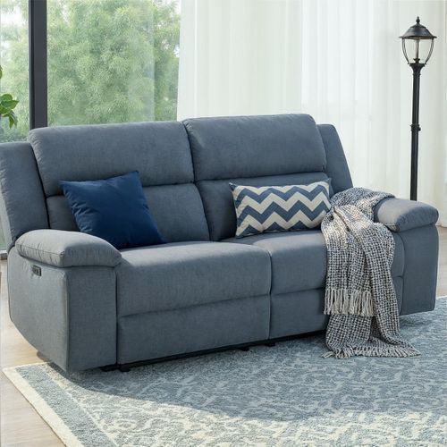 Canapé relax électrique 3 places SUNDAY tissu gris