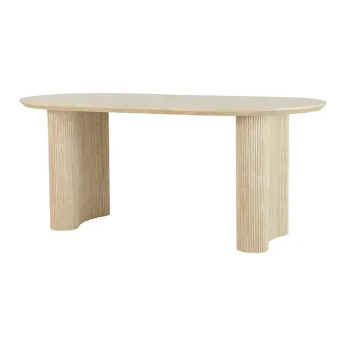 Table de séjour RAELA 180cm effet travertin vue de profil