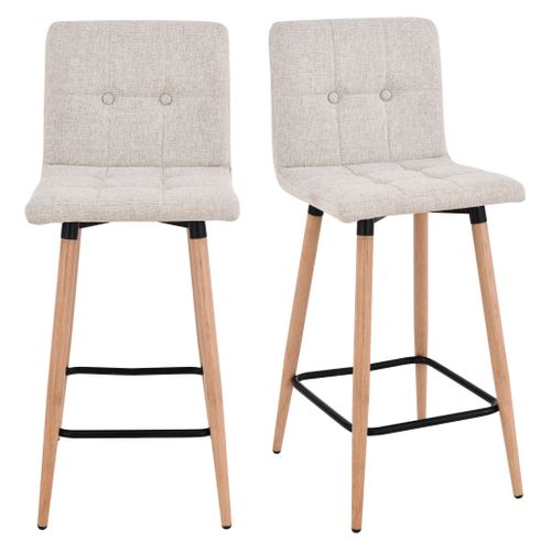Lot de 2 tabourets de bar H. 63 cm MEVIK beige vue 3/4
