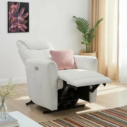Fauteuil relax électrique KANSAS tissu beige vue d'ambiance 1
