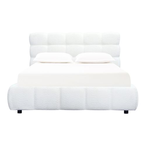 Lit coffre 140x190 cm NUAGE tissu effet boucle capitonné vue de face