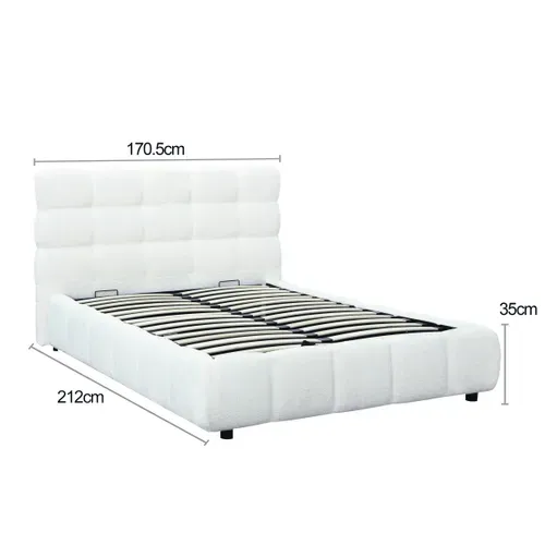Lit coffre 140x190 cm NUAGE effet bubble tissu bouclette