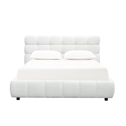 Lit coffre 160x200 cm NUAGE tissu effet boucle capitonné